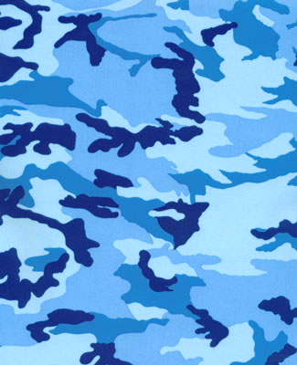 Print Fabric 70s Camo Blue