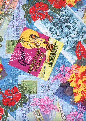 Print Fabric Hawaii Postcard