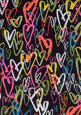 Print Fabric Crayon Hearts